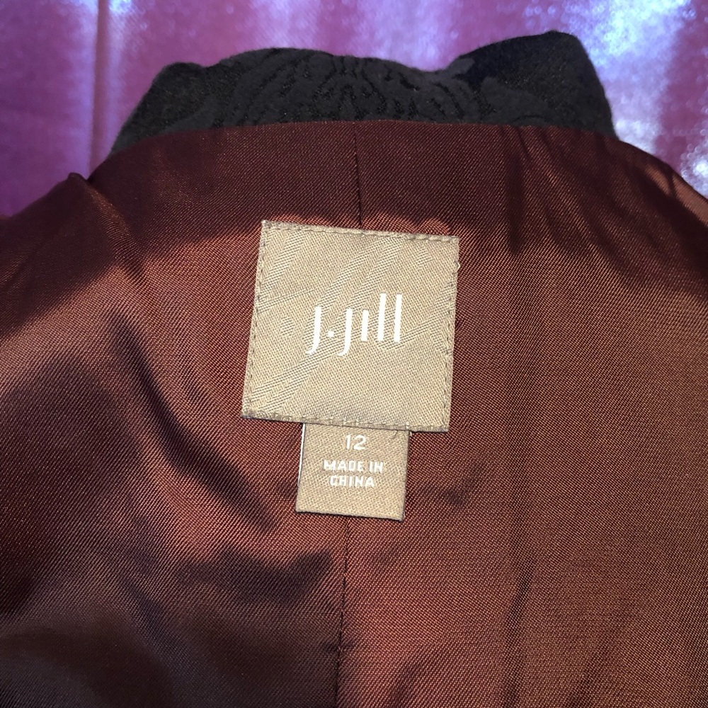J. Jill Swing Blazer Jacket Cropped Jacquard Black - Picture 7 of 8